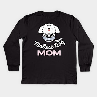 Maltese Dog Mom Dog Owner Retro Dog Mother Kids Long Sleeve T-Shirt